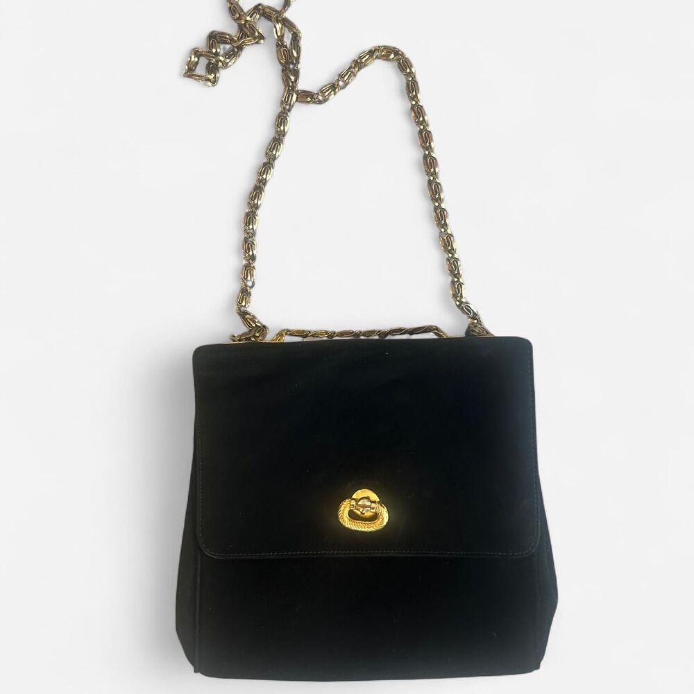 Vintage Black Suede Susan Gail Original Black Purse